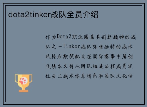 dota2tinker战队全员介绍